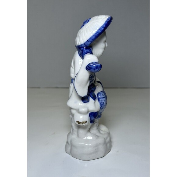Vintage Victorian/Colonial Porcelain Man Figurine White/Blue Home Decor - Picture 4 of 5